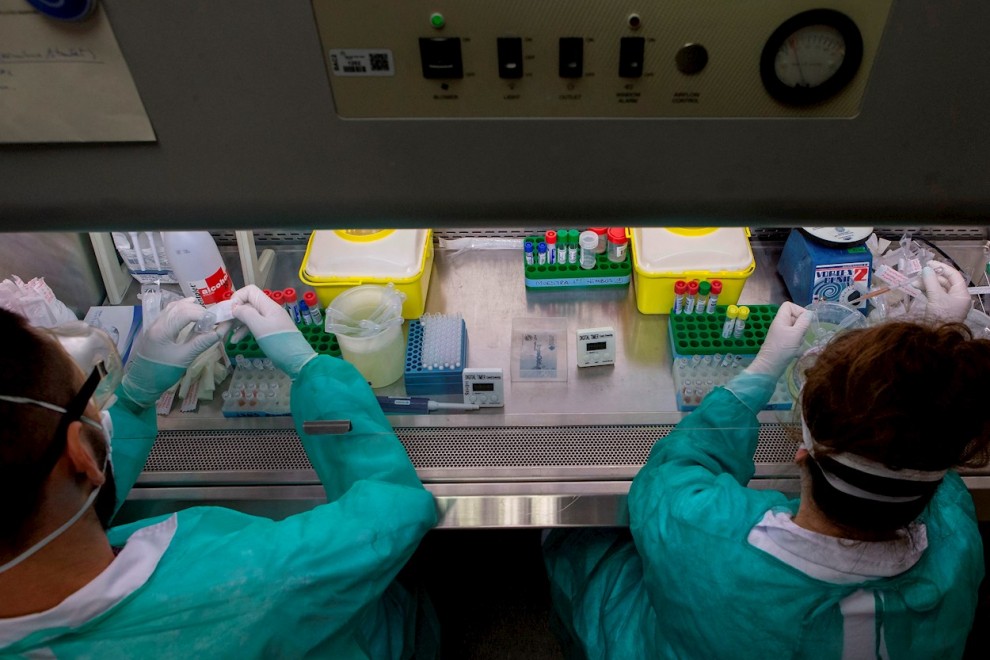 Personal sanitario trabaja con muestras en un laboratorio.EFE/Enric Fontcuberta