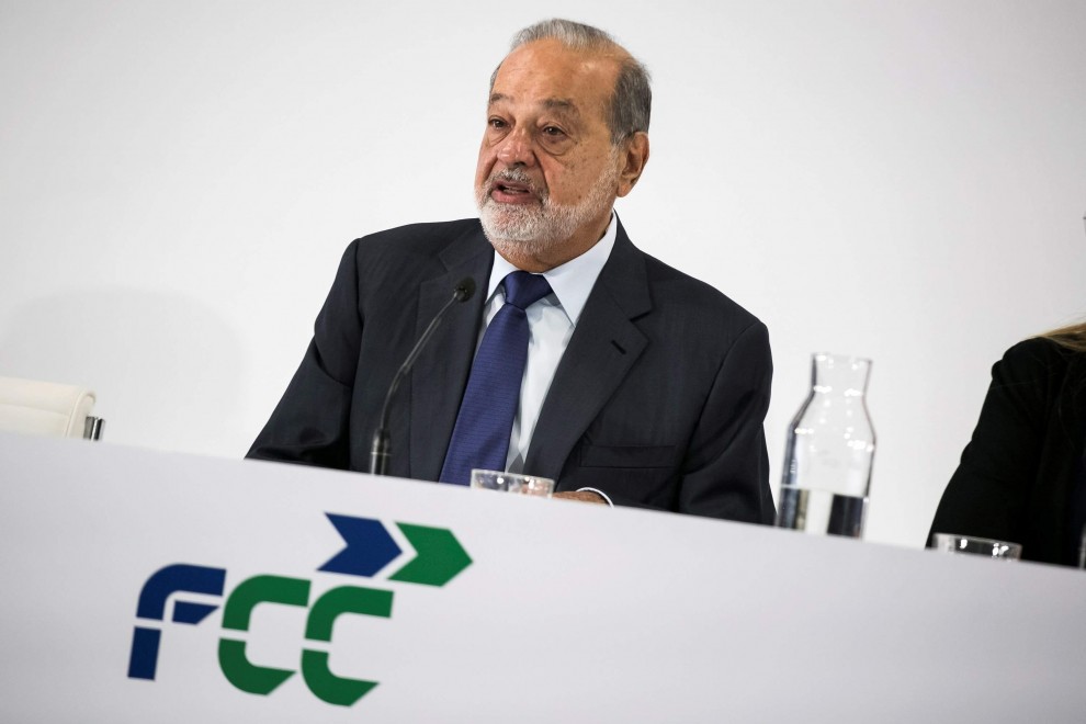 El magnate mexicano Carlos Slim, máximo accionista de la constructora FCC, en una rueda de prensa en Madrid. EFE