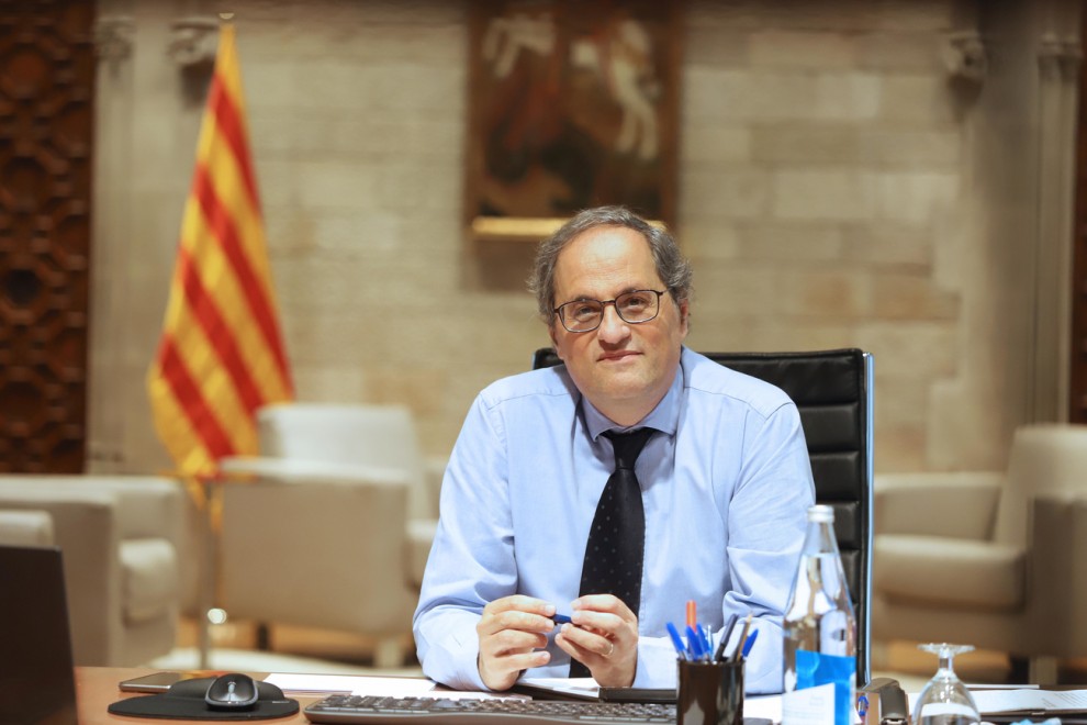 El president del Govern, Quim Torra, reunit pel seguiment de la Covid-19 a Catalunya al Palau de la Generalitat. Rubén Moreno | Govern | ACN