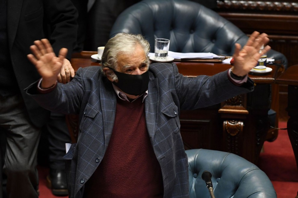 El expresidente de Uruguay José Mujica se despide este martes del Senado.PABLO PORCIUNCULA / AFP
