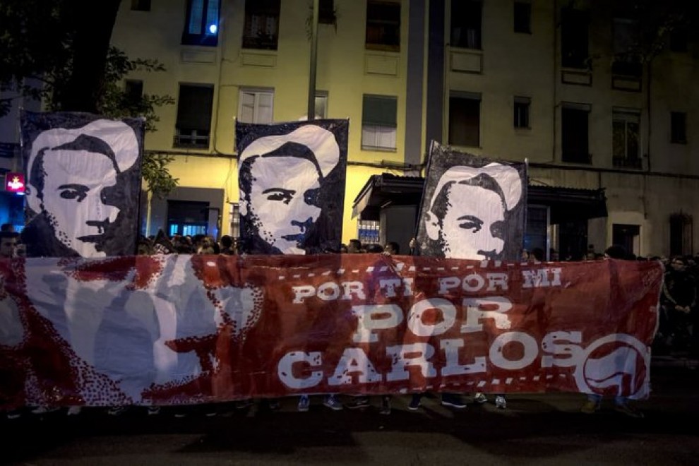 Imagen de la manifestación para honrar a Carlos Palomino.