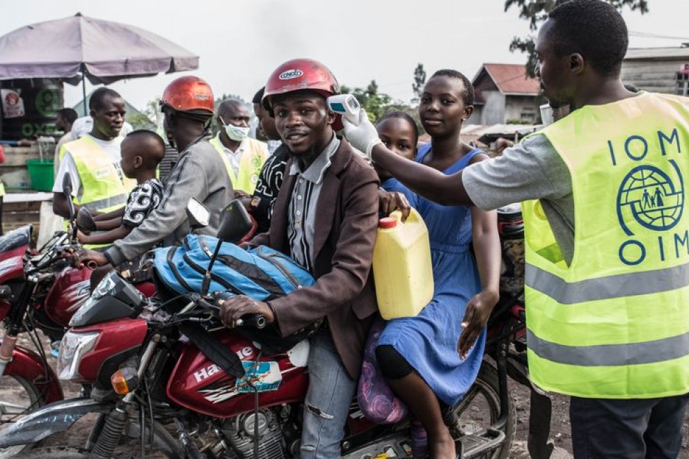 Puesto de control contra el ébola en la zona portuaria de Goma, noreste de la República Democrática del Congo (RDC) y colindante con el lago Kivu.