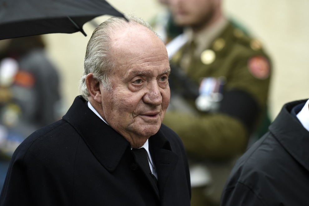 El rey Juan Carlos I, a su llegada a la ceremonia fúnebre de Jean d'Aviano, Gran Duque de Luxemburgo, en mayo de 2019. AFP