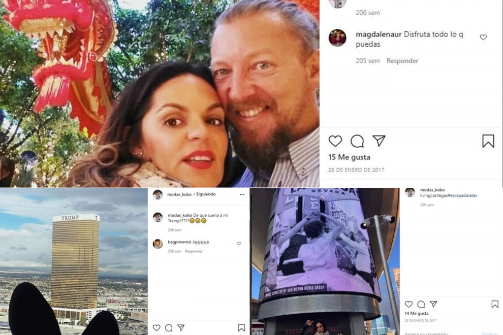 Imágenes subidas a su cuenta de Instagram por la esposa de David Morales durante sus viajes a Las Vegas.