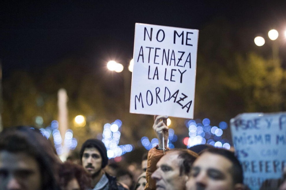 Imagen de archivo de una protesta contra la ley mordaza.