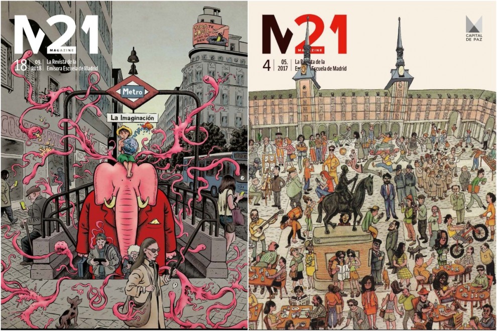 Portadas de 'M21 Magazine' ilustradas por Miguel Brieva y LPO.