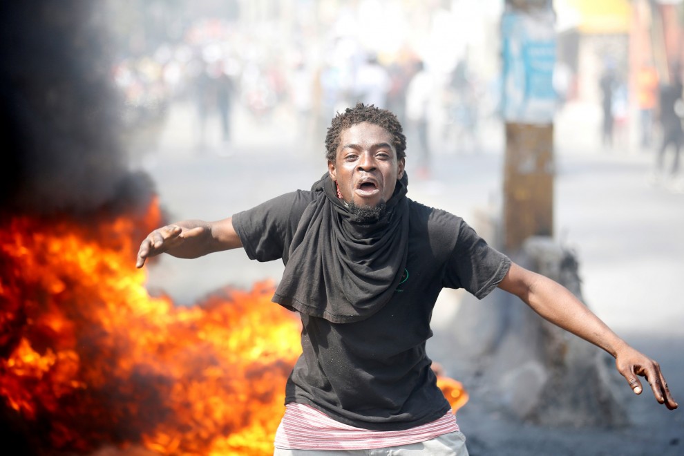 Un manifestante en la protesta contra el presidente Jovenel Moise el pasado 14 de febrero