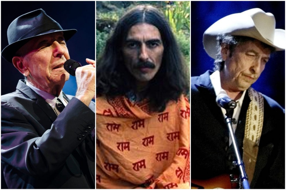 Leonard Cohen, George Harrison y Bob Dylan.