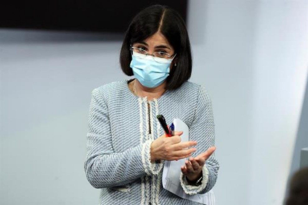 La Ministra de Sanidad, Carolina Darias, ofrece una rueda de prensa al término del Consejo Interterritorial que se ha celebrado en el Palacio de la Moncloa, este miércoles en Madrid