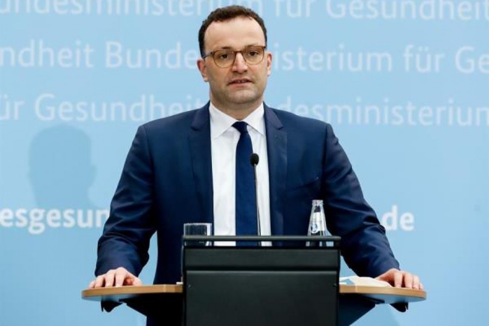 El ministro de Salud alemán, Jens Spahn, da una conferencia de prensa sobre la vacuna AstraZeneca en Berlín, Alemania, el 15 de marzo de 2021.