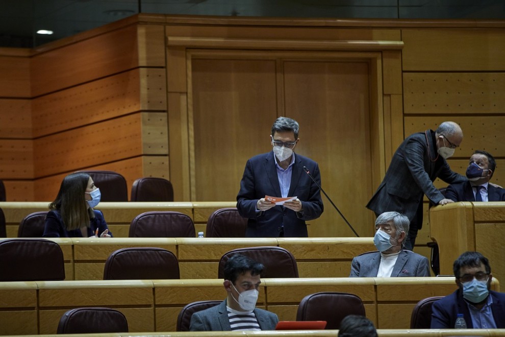 El portavoz de Ciudadanos en el Senado, Tomás Marcos Arias durante una sesión de control al Gobierno en el Senado el pasado 2 de febrero de 2021.