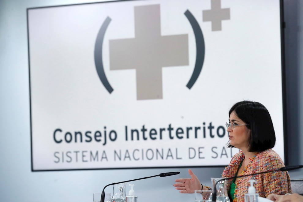 La Ministra de Sanidad, Carolina Darias, ofrece una rueda de prensa para explicar los acuerdos del Consejo Interterritorial del Sistema Nacional de Salud, este miércoles en Madrid.