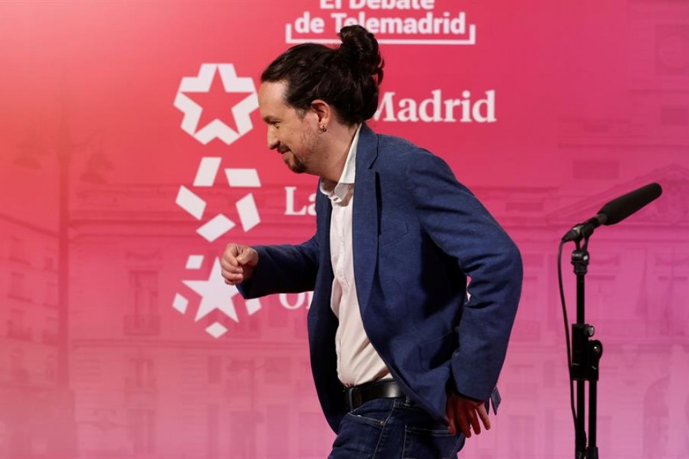 Pablo Iglesias tras el debate a seis en Telemadrid.