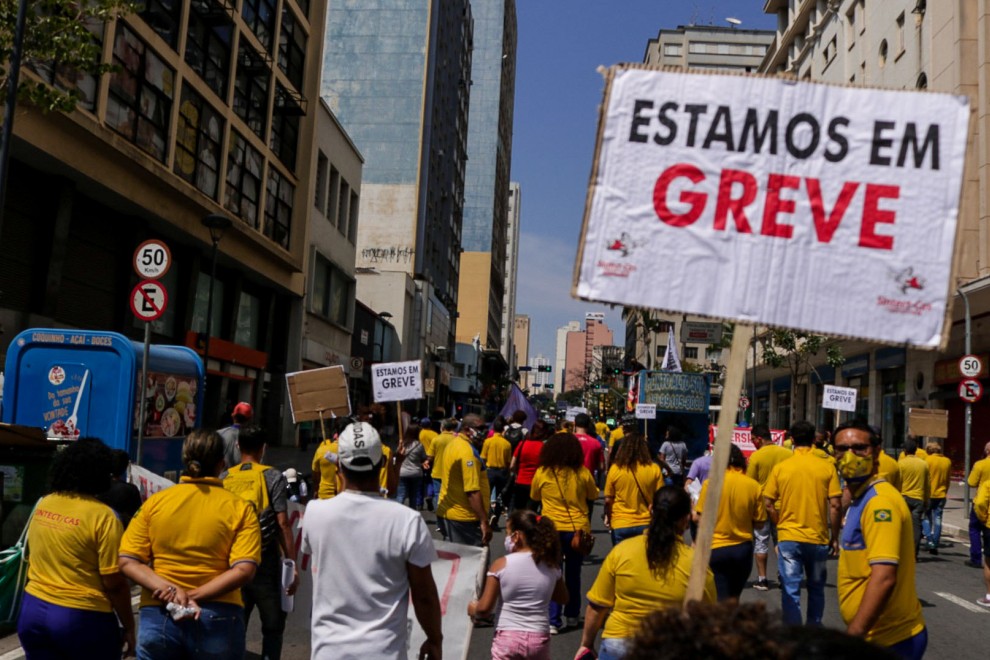 Concentración con motivo de la Huelga de los trabajadores de Correos en Campinas (São Paulo), en septiembre del año pasado.