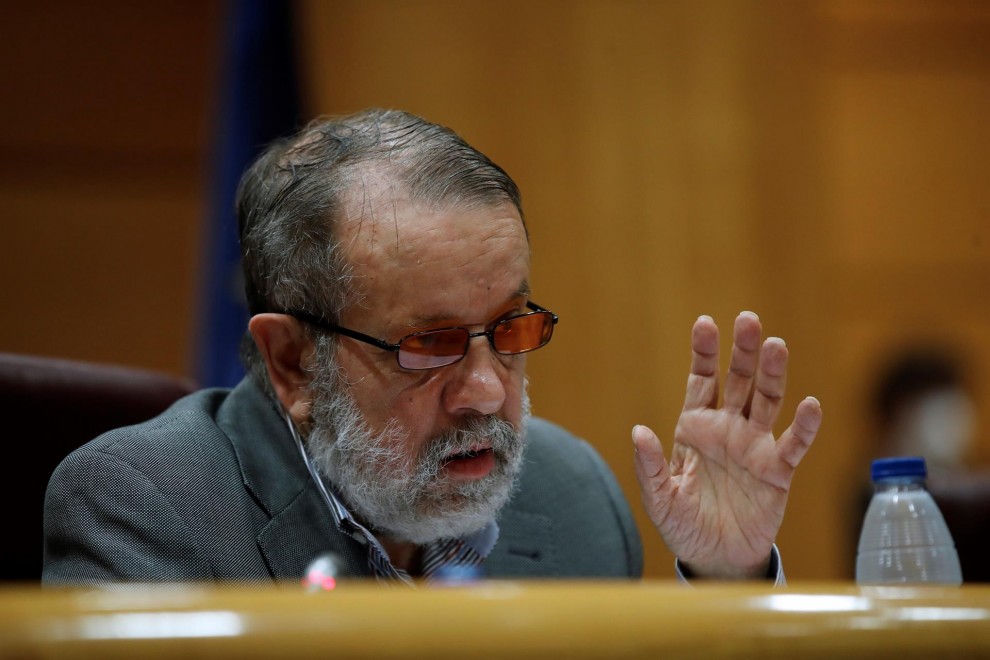 El defensor del Pueblo en funciones, Francisco Fernández Marugán, comparece en el Parlamento en una foto de archivo el 27 de abril de 2021.