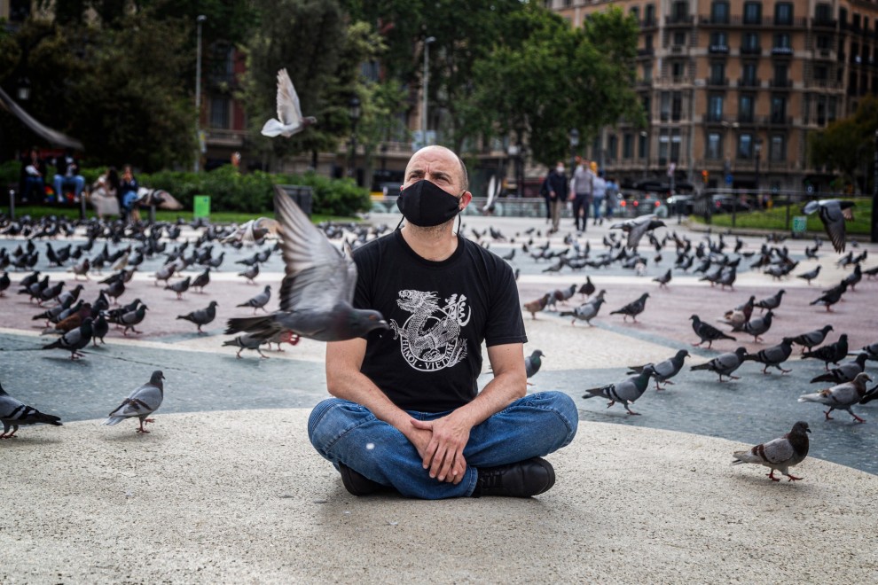 Joan Manel Ardura a la plaça Catalunya el maig del 2021.