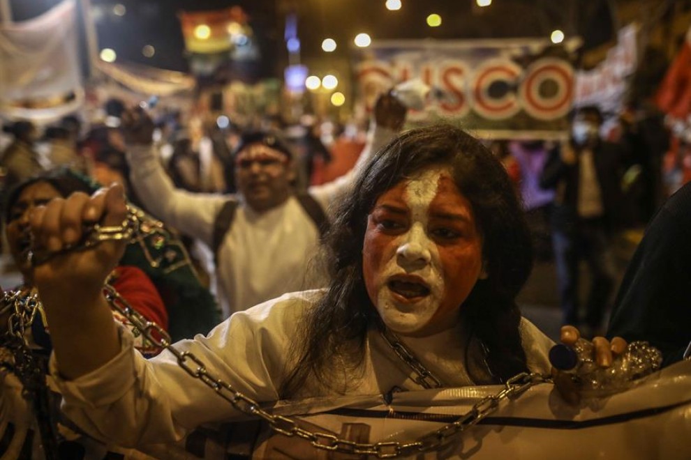 Seguidores de Pedro Castillo participan en una manifestación en Lima hace unos días.