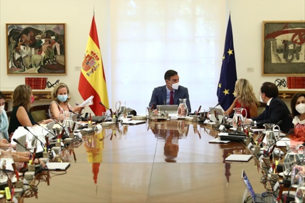 El presidente del Gobierno, Pedro Sánchez, preside el primer Consejo de Ministros tras el parón estival, a 24 de agosto de 2021, en Madrid.