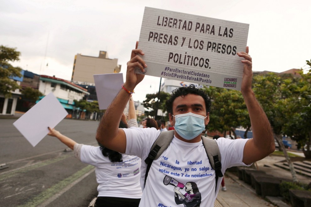 Manifestación de hace unos días en Costa Rica por la libertad de los presos políticos de Nicaragua.