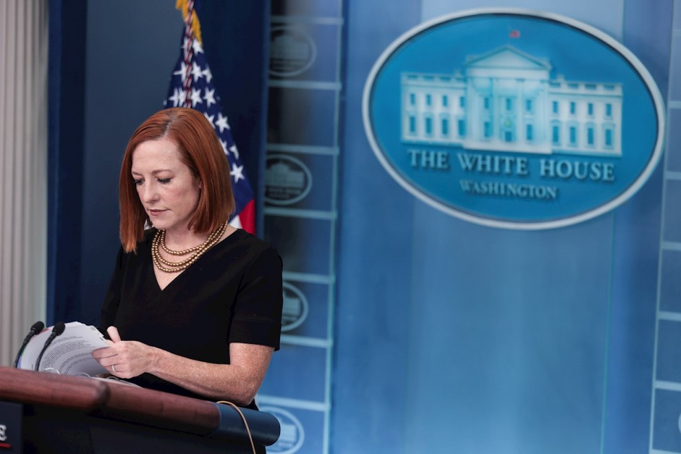 La secretaria de Prensa de la Casa Blanca, Jen Psaki, este martes, en rueda de prensa.