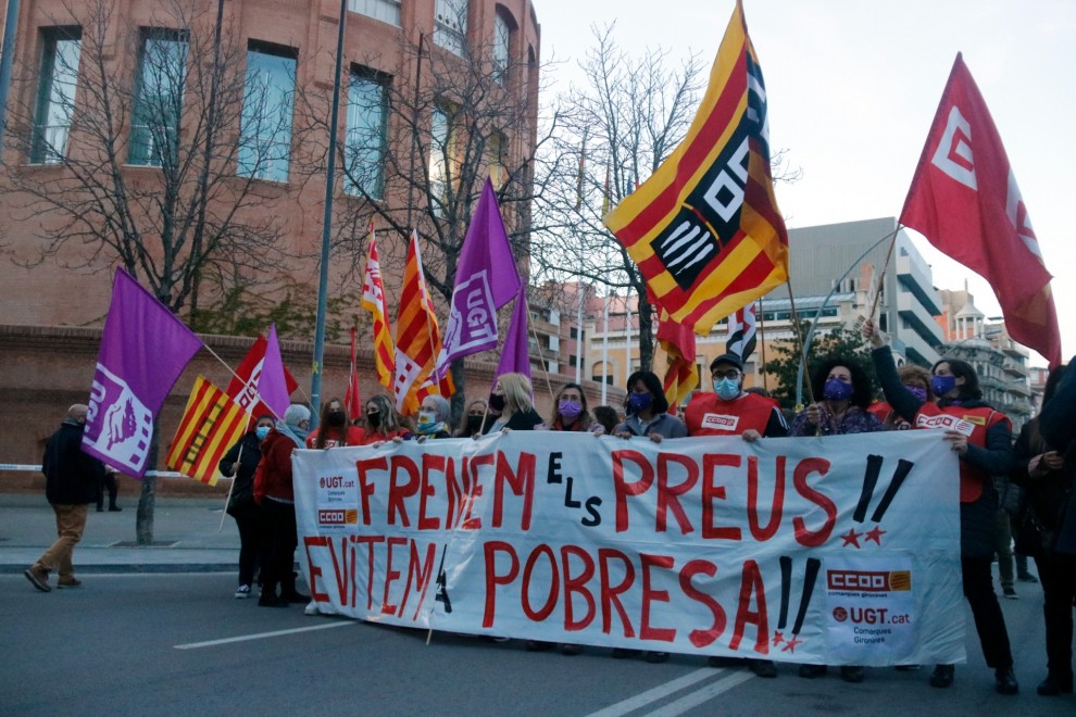 Imatge d'una manifestació recent a Girona contra l'encariment de preus.