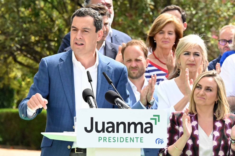 El presidente del Partido Popular de Andalucía, Juanma Moreno, en el acto de presentación de los 109 candidatos del PP de Andalucía para las elecciones autonómicas del 19 de junio.