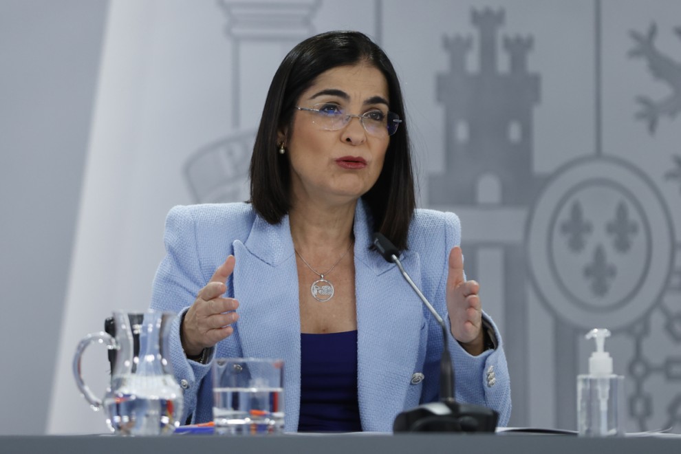 La ministra de Sanidad, Carolina Darias, ofrece una rueda de prensa al término de la reunión del Consejo Interterritorial del Sistema Nacional de Salud, este miércoles en Madrid.
