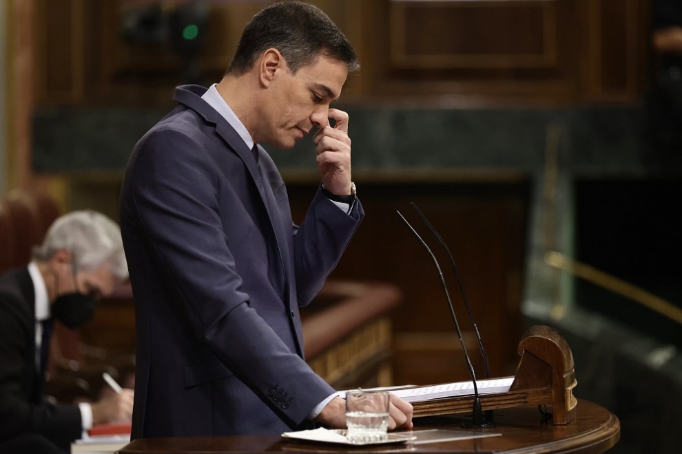 El presidente del Gobierno, Pedro Sánchez, interviene en una sesión plenaria, en el Congreso de los Diputados, a 30 de marzo de 2022, en Madrid (España).