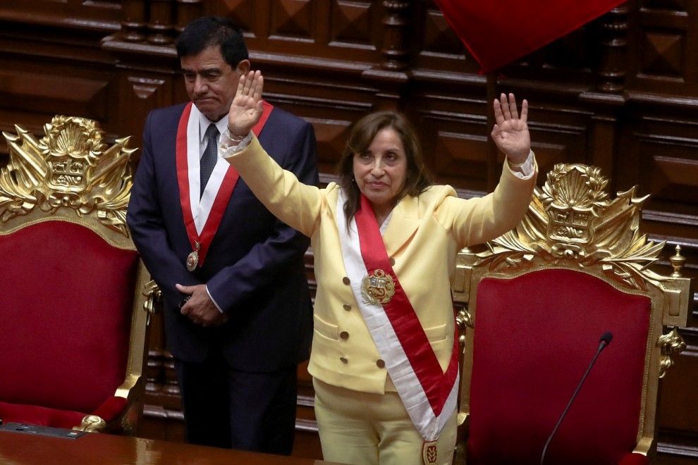 La vicepresidenta de Perú, Dina Boluarte, tras ser elegida presidenta interna por el Congreso del país, tras la destitución de Pedro Castillo, en Lima. REUTERS/Sebastian Castaneda