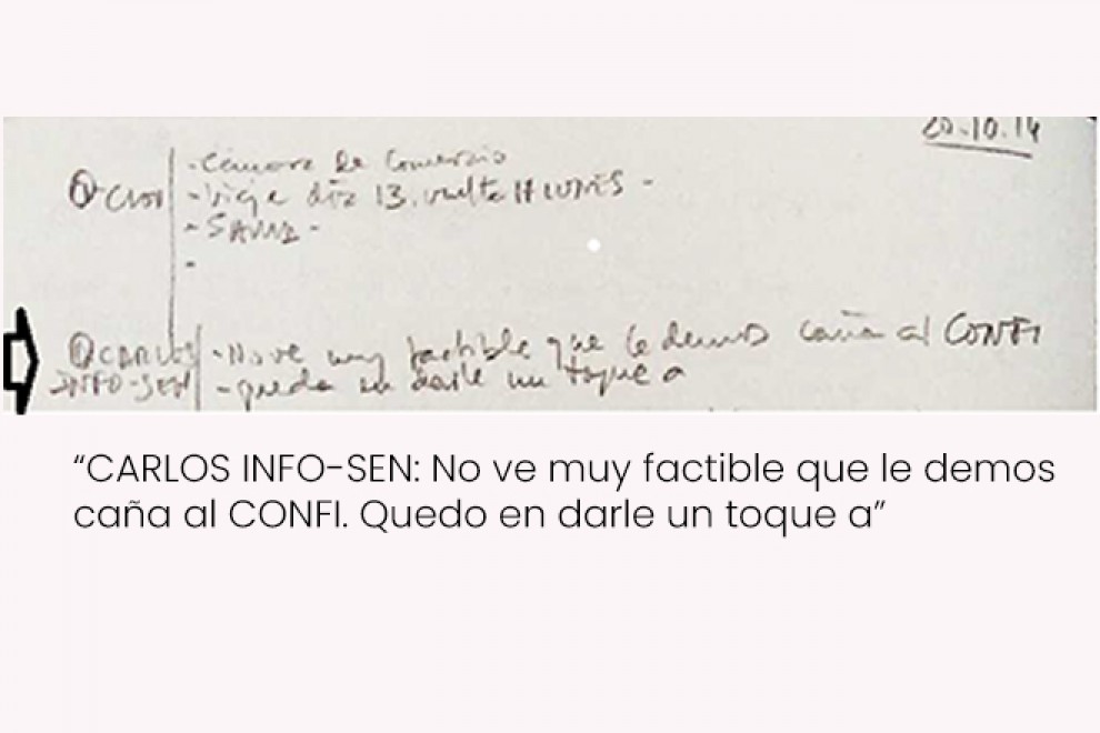 Extracto de las agendas de Villarejo que demuestra la relación previa con el periodista Carlos Mier