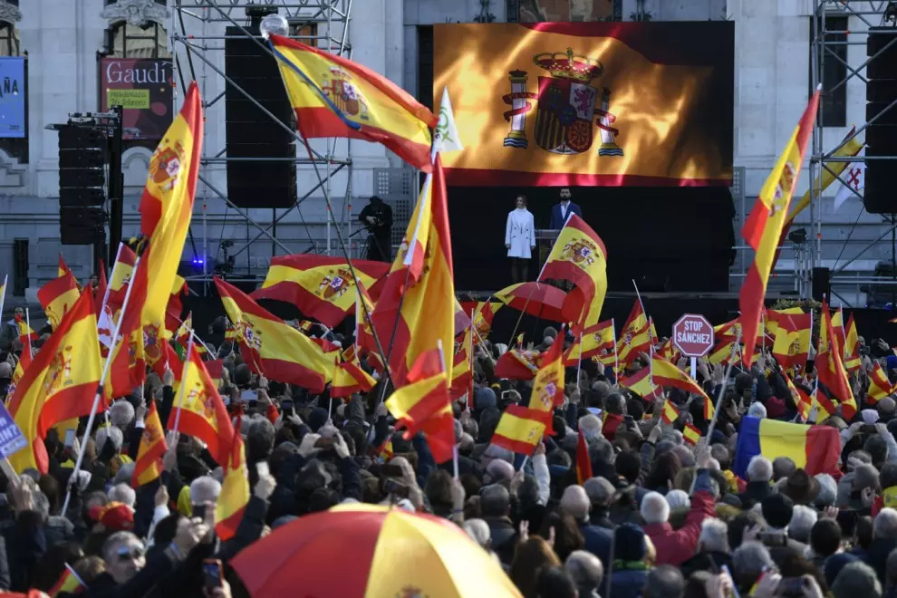 Manifestación celebrada este sábado en Madrid contra el Gobierno de Pedro Sánchez.