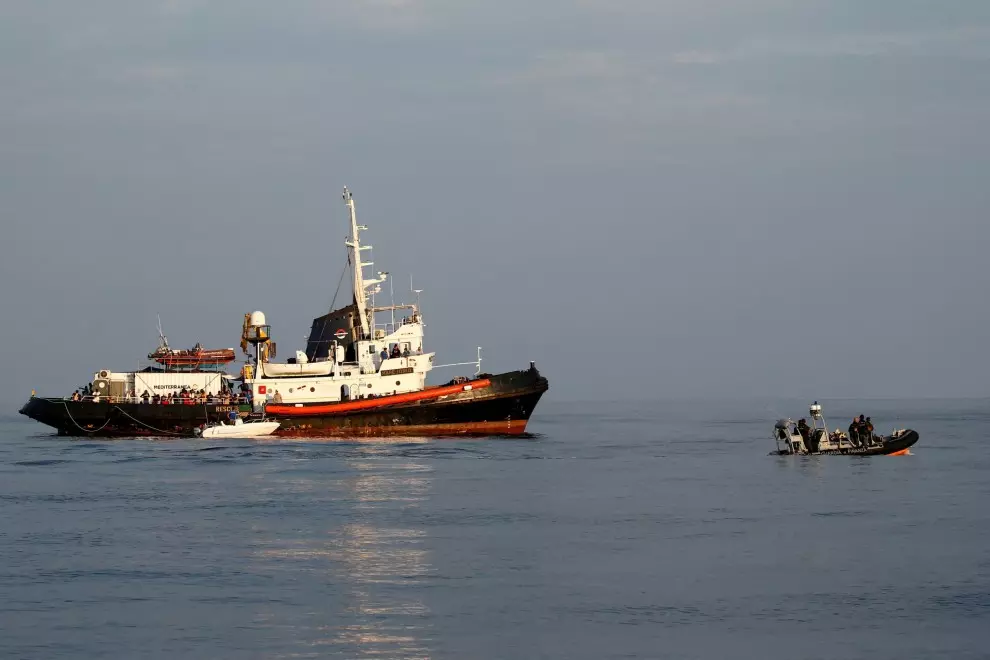 Barco de rescate en mar Jónico de la organización 'Mediterranea Saving Humans' a 31 de agosto de 2019