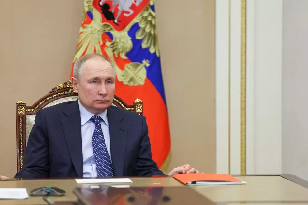 El presidente ruso Vladimir Putin tras la reunión con los miembros permanentes del Consejo de Seguridad en Moscú