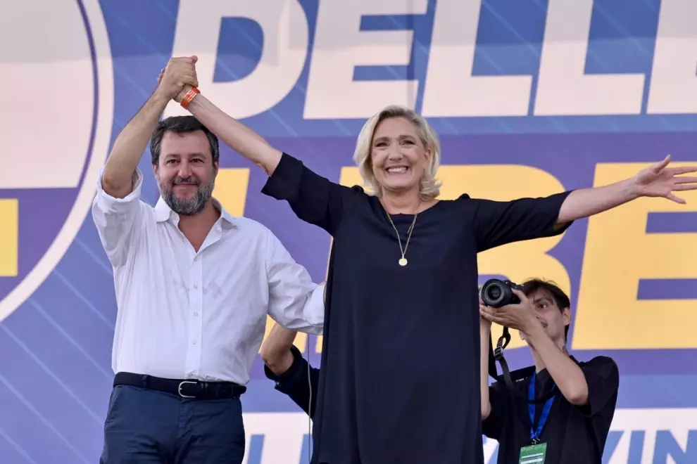 Marine Le Pen y Matteo Salvino