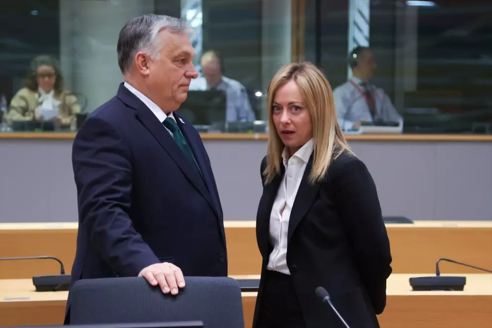 La Primera Ministra de Italia, Giorgia Meloni, y el Primer Ministro de Hungría, Viktor Orban, en una foto de archivo.