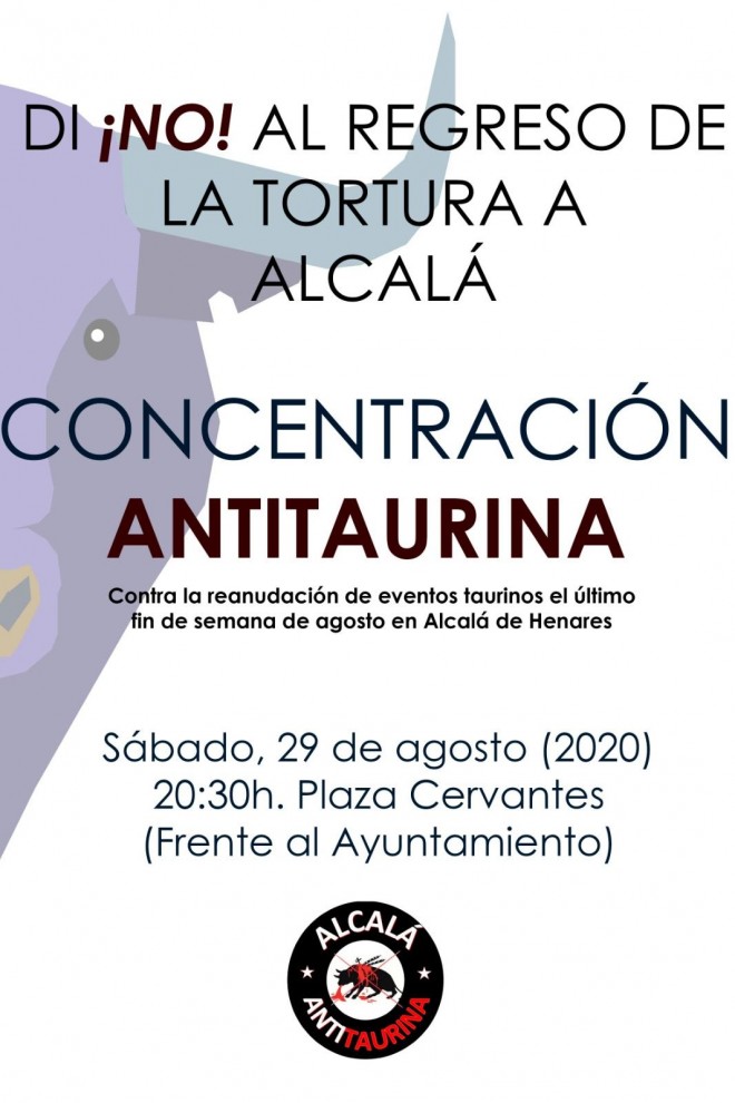 Cartel de la concentración antitaurina en Alcalá de Henares.