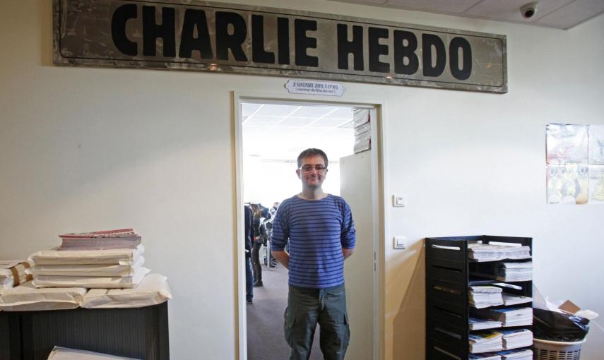 Imagen de archivo del dibujante Charb, director del semanario satírico  'Charlie Hebdo', y una de las víctimas mortales del atentado en las oficinas de la revista. REUTERS/Jacky Naegelen