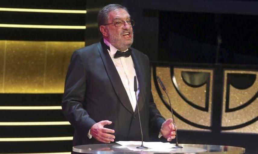 El presidente de la Academia de Cine Española, Enrique González Macho, durante la gala de entrega de los premios Goya 2015, que se celebra esta noche en el centro de congresos Príncipe Felipe, en Madrid. EFE