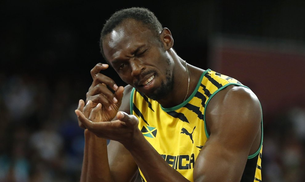 Usain Bolt de Jamaica en el Campeonato Mundial de atletismo en el Estadio Nacional de Pekín, China 25 de agosto de 2015. REUTERS / Phil Noble