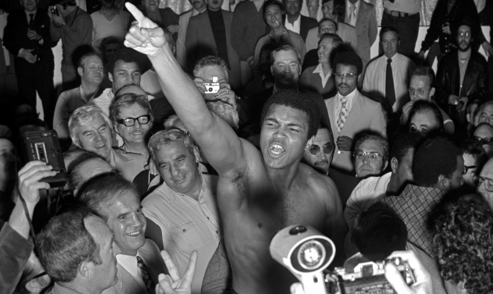 Mohamed Ali/Cassius tras su combate  contra Joe Bugneren el  Caesars Palace de las Las Vegas, el 14 de febrero de 1973. EFE/EPA/LAS VEGAS NEWS BUREAU