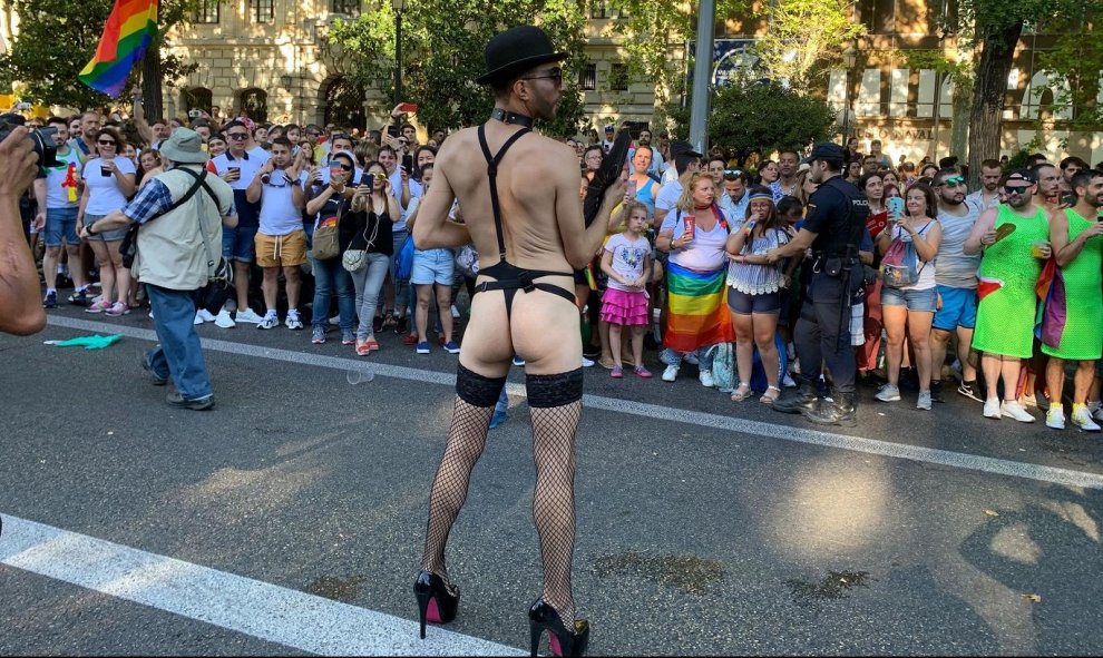 Un manifestante hoy, en Madrid. / Estefanía Roselló