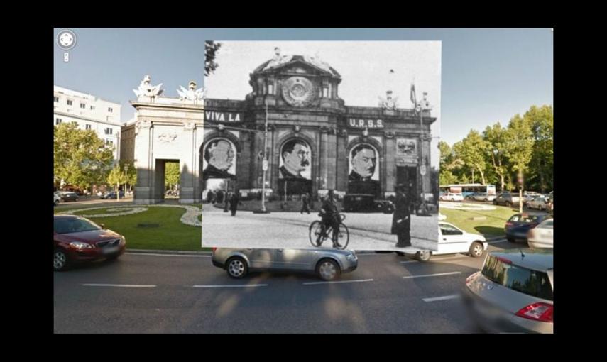 Imágenes de la Guerra Civil con las panorámicas de GoogleStreet View. PUERTA DE ALCALÁ (1937) // Sebastian Maharg