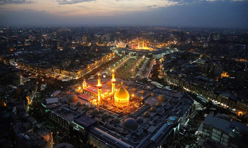 Una vista aérea muestra los Santuarios de Imam al-Abbas y el Imam al-Hussein durante la conmemoración del Arbain en Kerbala, al suroeste de Bagdad. /ABDUL-ZAHRA (REUTERS)