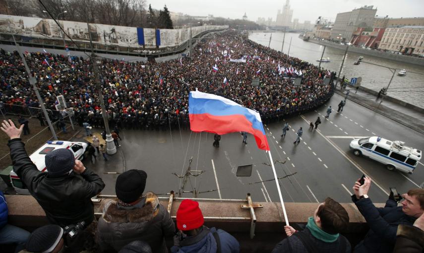 Manifestación en Moscú en honor a Boris Nemtsov, líder opositor recientemente asesinado. REUTERS