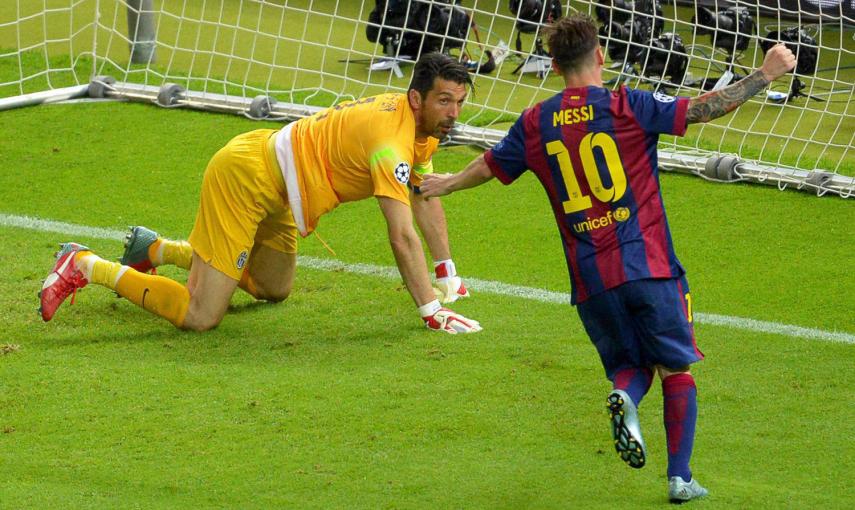 Messi celebra un gol de Barça en la final.- THOMAS EISENHUTH (EFE)