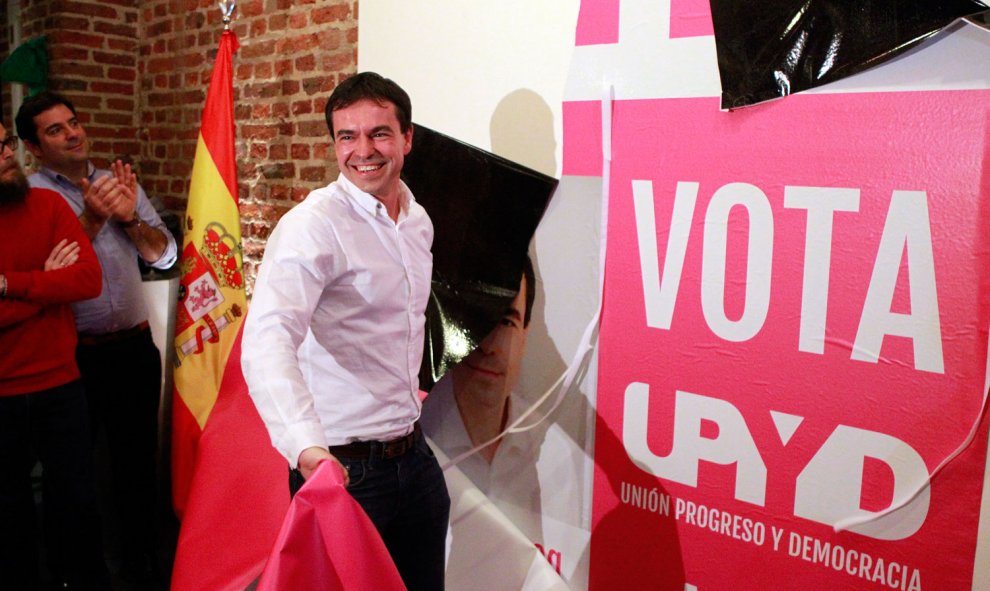 El candidato de UPyD a la Presidencia, Andrés Herzog, durante el acto de inicio de campaña en Madrid. / EFE