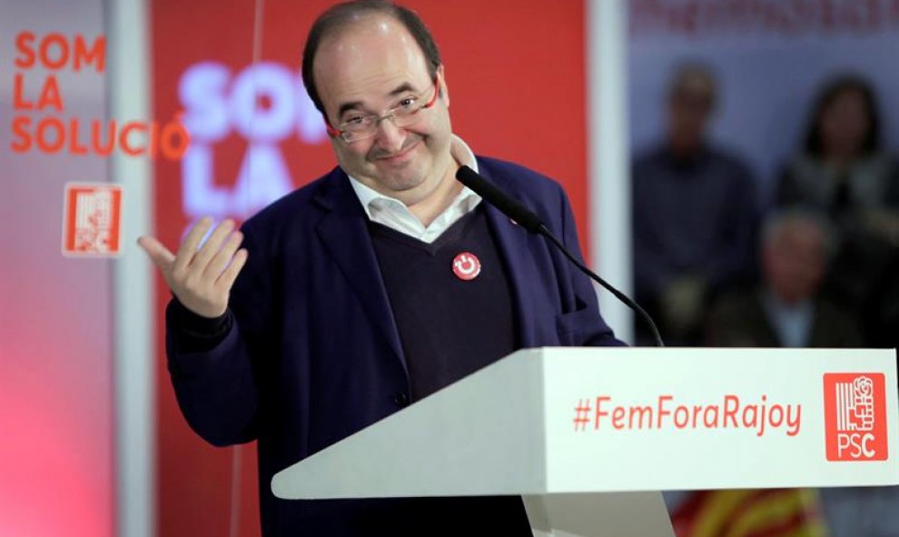 El secretario de los socialistas catalanes, Miquel Iceta, durante el acto de inicio de campaña. EFE