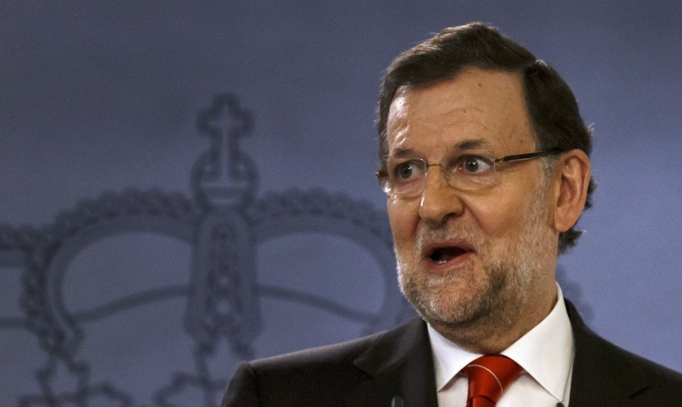 Mariano Rajoy, durante una rueda de prensa en el Palacio de la Moncloa,  con el presidente de Perú, Ollanta Humala. REUTERS/Sergio Perez