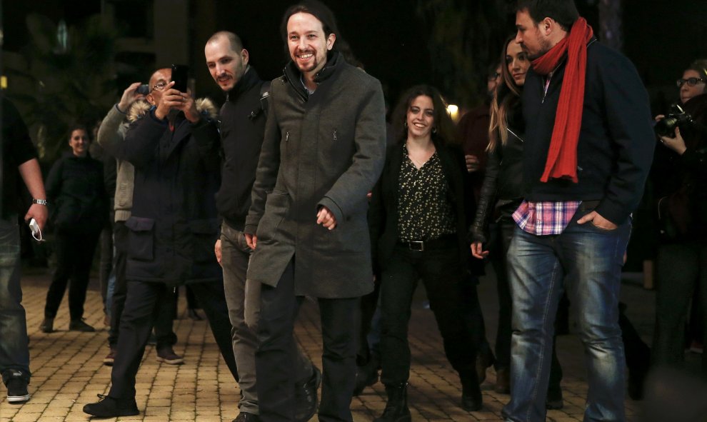 Pablo Iglesias a su llegada al TeatroGoya Multiespacio de Madrid./REUTERS