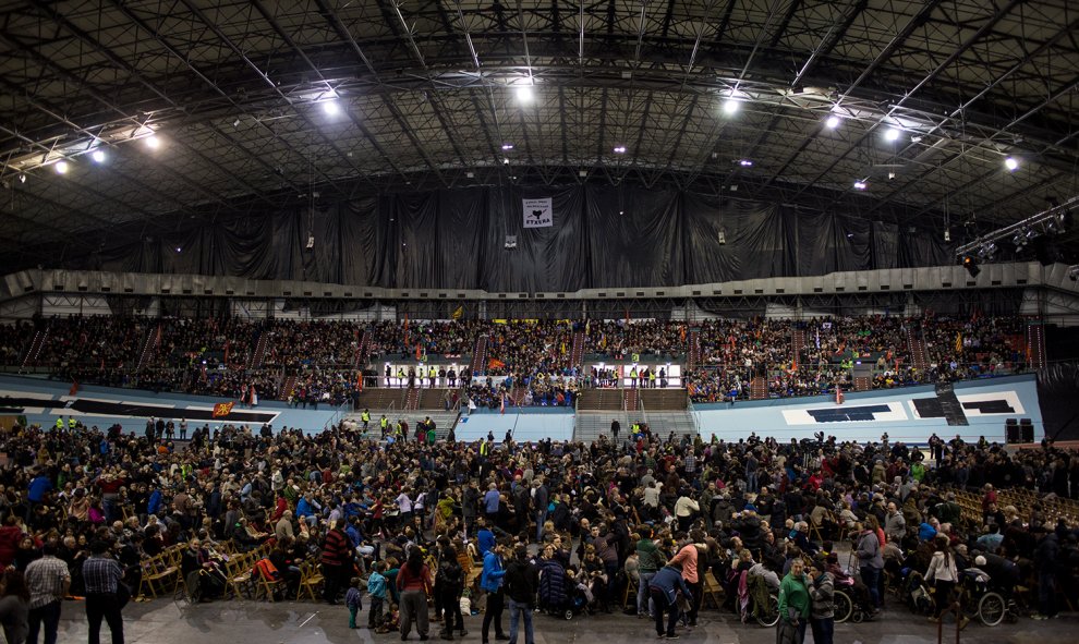 El velódromo de Anoeta, durante el mitin de Arnaldo Otegi este sábado, en Donosti. JAIRO VARGAS